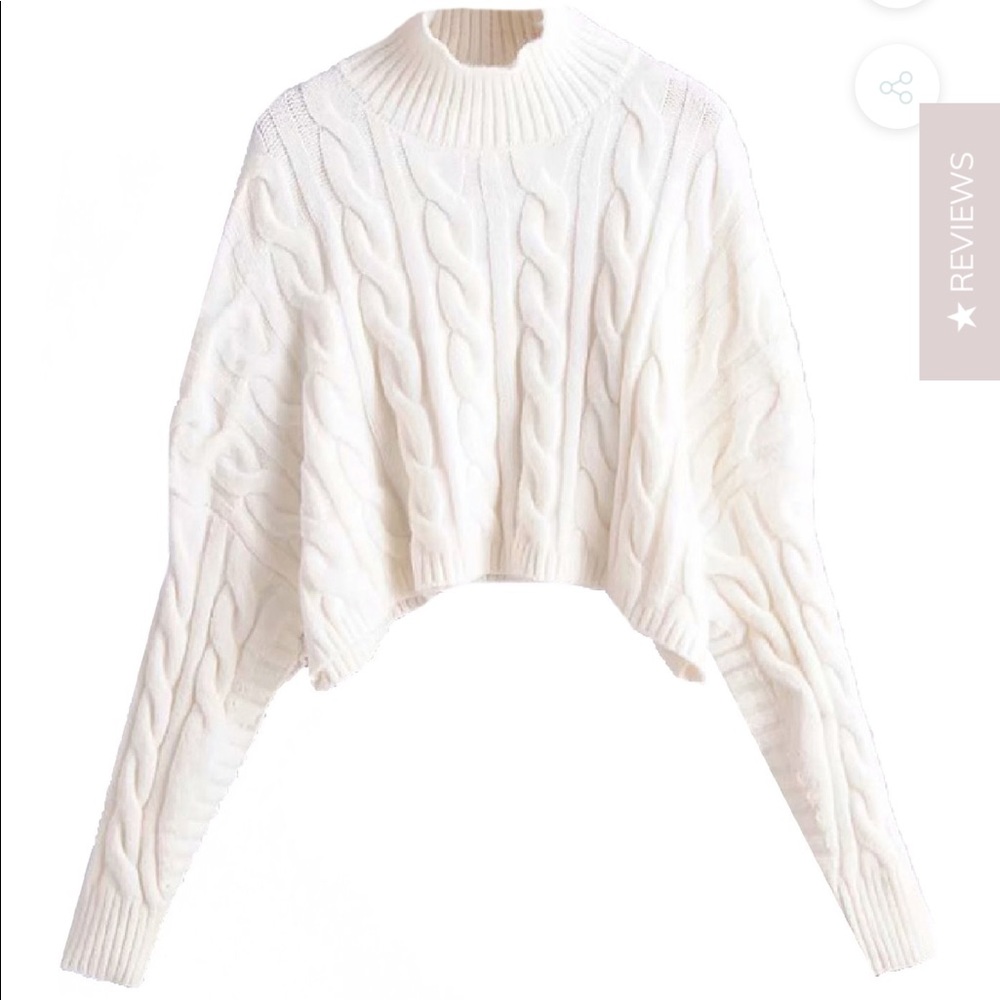 White Cable Knit long sleeve sweater